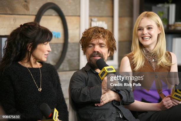 Director Reed Morano, actors Peter Dinklage and Elle Fanning of 'I Think We're Alone Now' attend The IMDb Studio and The IMDb Show on Location at The...