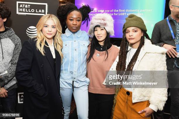 Actors Chloë Grace Moretz, Nana Ghana, Vivian Bang and Sasha Lane attend Outfest Queer Brunch at Sundance Presented By DIRECTV NOW and AT&T Hello Lab...