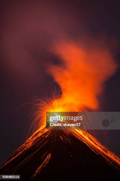 fuego volcano eruption - volcán de fuego guatemala stock pictures, royalty-free photos & images