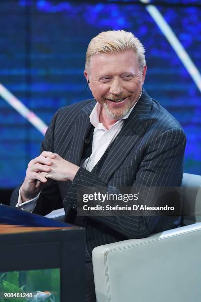 Boris Becker attends Che Tempo Che fa Tv Show on January 21, 2018 in Milan, Italy.