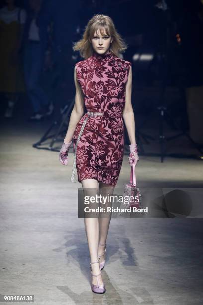 Model walks the runway during the Kenzo Menswear Fall/Winter 2018-2019 show as part of Paris Fashion Week on January 21, 2018 in Paris, France.