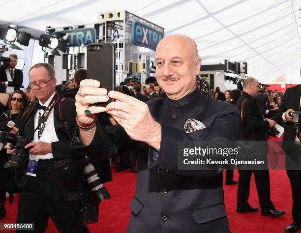 Actor Anupam Kher attends the 24th Annual Screen Actors Guild Awards at The Shrine Auditorium on January 21, 2018 in Los Angeles, California.
