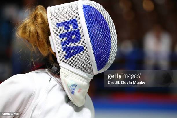 Auriane Mallo of France fences during team competition at the Women's Epee World Cup on January 21, 2018 at the Coliseo de la Ciudad Deportiva in...