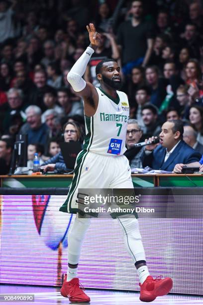 Jamal Shuler of Nanterre during the Pro A match between Nanterre 92 and Monaco on January 21, 2018 in Nanterre, France.