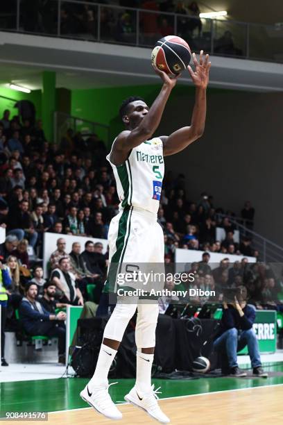 Lahaou Konate of Nanterre during the Pro A match between Nanterre 92 and Monaco on January 21, 2018 in Nanterre, France.