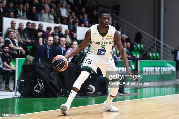 Lahaou Konate of Nanterre during the Pro A match between Nanterre 92 and Monaco on January 21, 2018 in Nanterre, France.