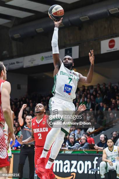 Jamal Shuler of Nanterre during the Pro A match between Nanterre 92 and Monaco on January 21, 2018 in Nanterre, France.