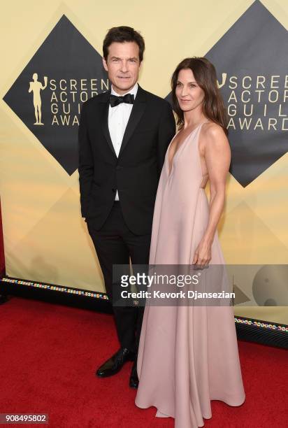 Actors Jason Bateman and Amanda Anka attend the 24th Annual Screen Actors Guild Awards at The Shrine Auditorium on January 21, 2018 in Los Angeles,...