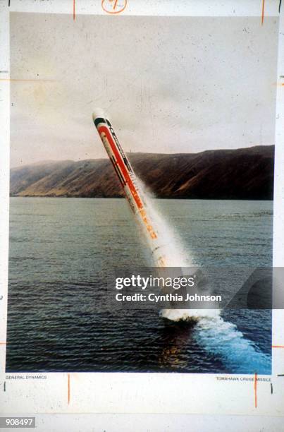 Tomahawk Cruise missile launched from a submerged submarine, January 25, 1991.