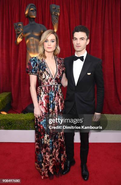 Actor Brie Larson and Alex Greenwald attend the 24th Annual Screen Actors Guild Awards at The Shrine Auditorium on January 21, 2018 in Los Angeles,...