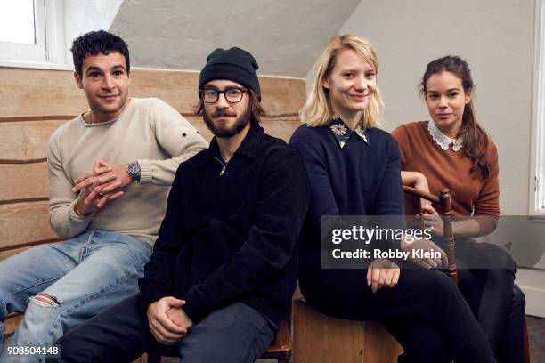 Christopher Abbot, Nicolas Pearce, Mia Wasikowska and Laia Costa from the film 'Piercing' poses for a portrait in the YouTube x Getty Images Portrait...