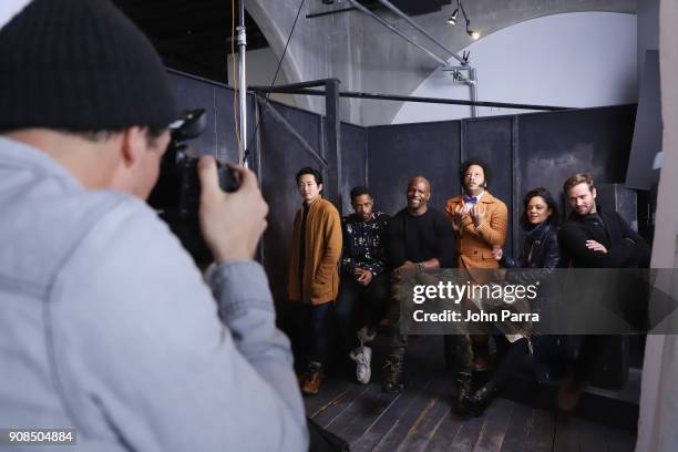 Steven Yeun, Keith Stanfield, Terry Crews, Boots Riley, Tessa Thompson, and Armie Hammer from 'Sorry To Bother You' attend The Hollywood Reporter...