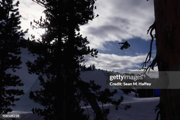 McRae Williams competes in the final round of the Men's Freeski Slopestyle during the Toyota U.S. Grand Prix on on January 21, 2018 in Mammoth,...