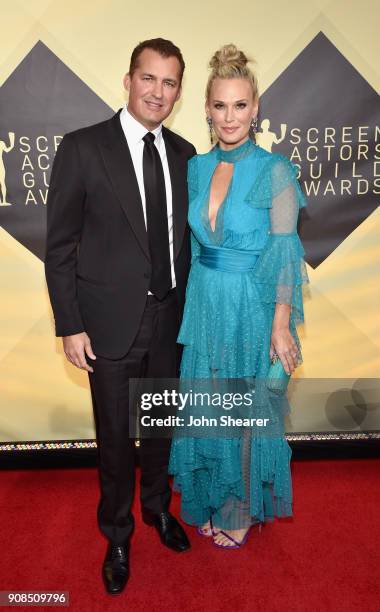 Producer Scott Stuber and model/actor Molly Sims attend the 24th Annual Screen Actors Guild Awards at The Shrine Auditorium on January 21, 2018 in...