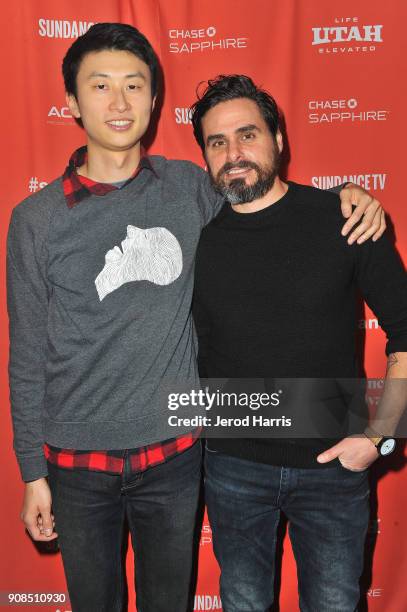 Director Bing Liu and editor Joshua Altman attend the "Minding The Gap" Premiere during the 2018 Sundance Film Festival at Egyptian Theatre on...