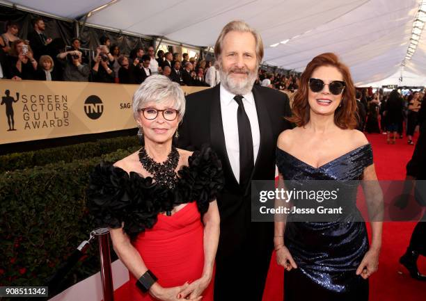 Actors Rita Moreno, Jeff Daniels and Susan Sarandon attend the 24th Annual Screen Actors Guild Awards at The Shrine Auditorium on January 21, 2018 in...