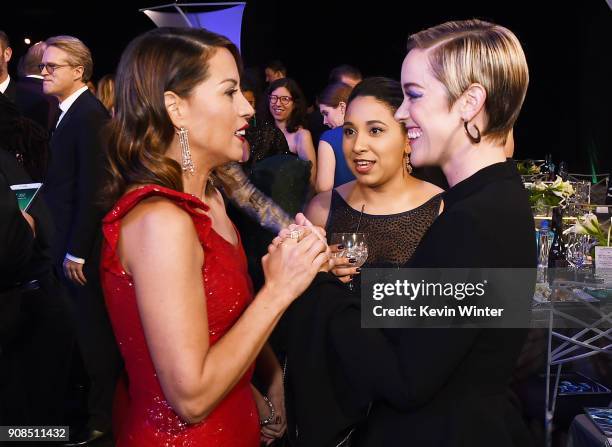 Writer Elizabeth Rodriguez and writer Lauren Morelli attend the 24th Annual Screen Actors Guild Awards at The Shrine Auditorium on January 21, 2018...