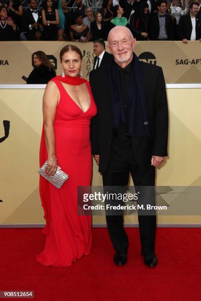 Gennera Banks and actor Jonathan Banks attend the 24th Annual Screen Actors Guild Awards at The Shrine Auditorium on January 21, 2018 in Los Angeles,...