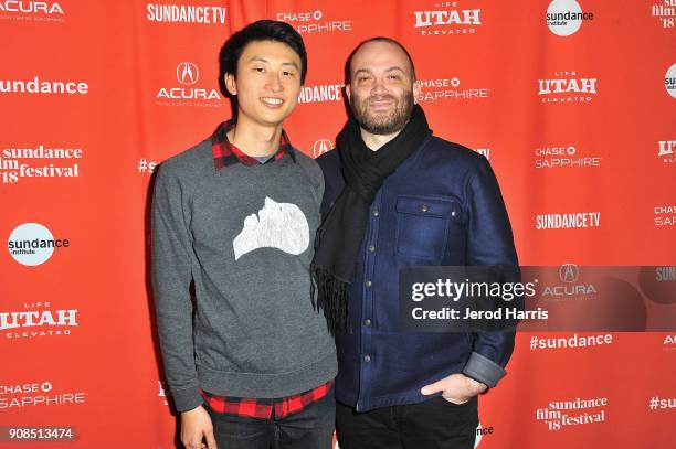 Director Bing Liu and composer Nathan Halpern attends the "Minding The Gap" Premiere during the 2018 Sundance Film Festival at Egyptian Theatre on...