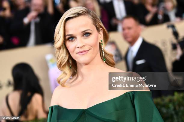 Actor Reese Witherspoon attends the 24th Annual Screen Actors Guild Awards at The Shrine Auditorium on January 21, 2018 in Los Angeles, California....