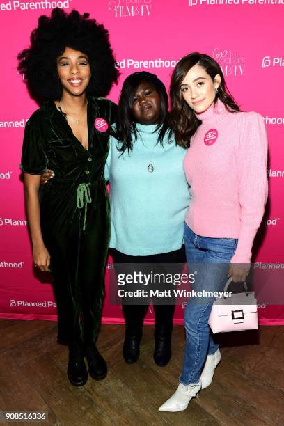 Jessica Williams, Gabourey Sidibe, Emmy Rossum attends Politics, Film, And TV Reception Co-Hosted by Refinery29 at O.P. Rockwell on January 21, 2018...
