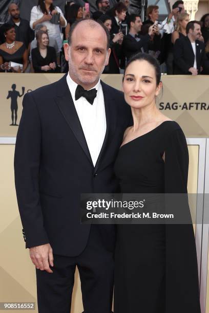 Actor Nick Sandow and Tamara Malkin-Stuart attend the 24th Annual Screen Actors Guild Awards at The Shrine Auditorium on January 21, 2018 in Los...
