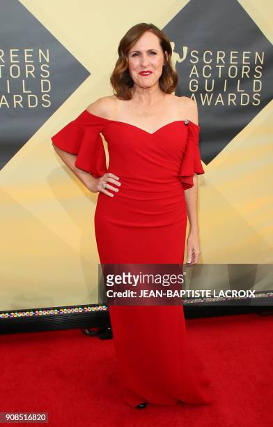 Molly Shannon arrives for the 24th Annual Screen Actors Guild Awards at the Shrine Exposition Center on January 21 in Los Angeles, California. / AFP...