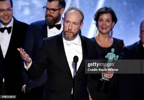 Actor Matt Walsh and castmates from 'Veep' accept the Outstanding Performance by an Ensemble in a Comedy Series award onstage during the 24th Annual...