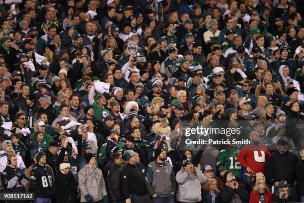 Philadelphia Eagles fans watch their team in the NFC Championship game against the Minnesota Vikings at Lincoln Financial Field on January 21, 2018...