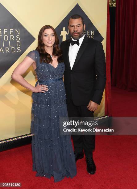 Chelsea Peretti and director Jordan Peele attend the 24th Annual Screen Actors Guild Awards at The Shrine Auditorium on January 21, 2018 in Los...