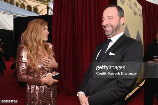 Actors Connie Britton and Tony Hale attend the 24th Annual Screen Actors Guild Awards at The Shrine Auditorium on January 21, 2018 in Los Angeles,...