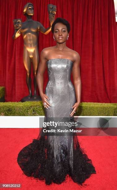 Actor Lupita Nyong'o attends the 24th Annual Screen Actors Guild Awards at The Shrine Auditorium on January 21, 2018 in Los Angeles, California....