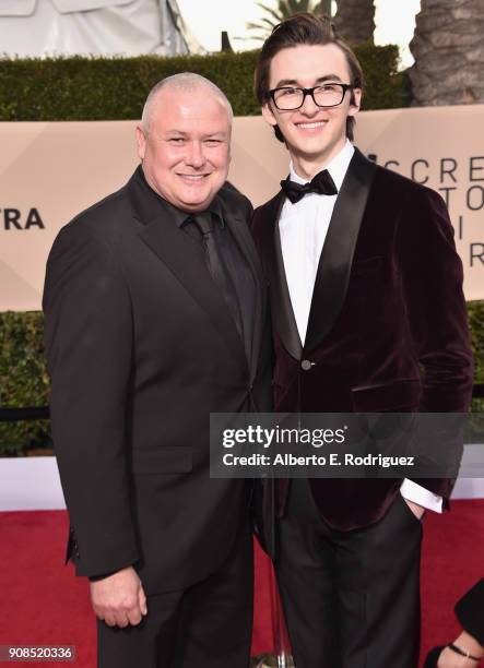 Actors Conleth Hill and Isaac Hempstead Wright attend the 24th Annual Screen Actors Guild Awards at The Shrine Auditorium on January 21, 2018 in Los...