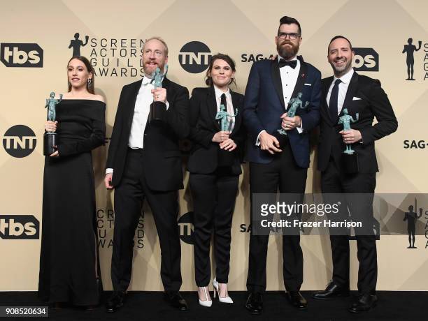 Actors Sarah Sutherland, Matt Walsh, Clea DuVall, Timothy Simons, and Tony Hale, winners of Outstanding Performance by an Ensemble in a Comedy Series...