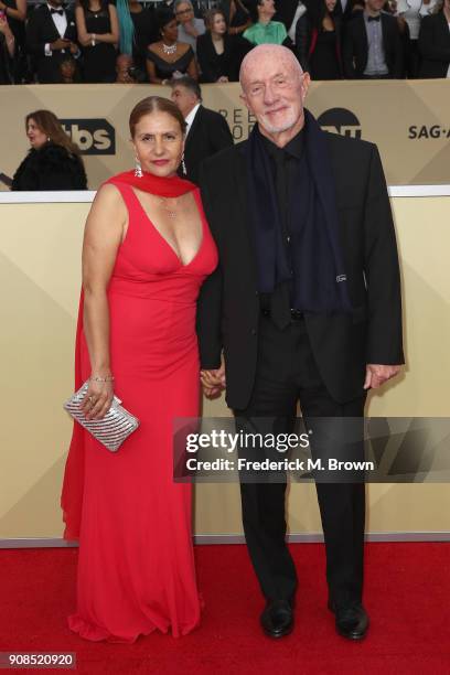 Gennera Banks and actor Jonathan Banks attend the 24th Annual Screen Actors Guild Awards at The Shrine Auditorium on January 21, 2018 in Los Angeles,...