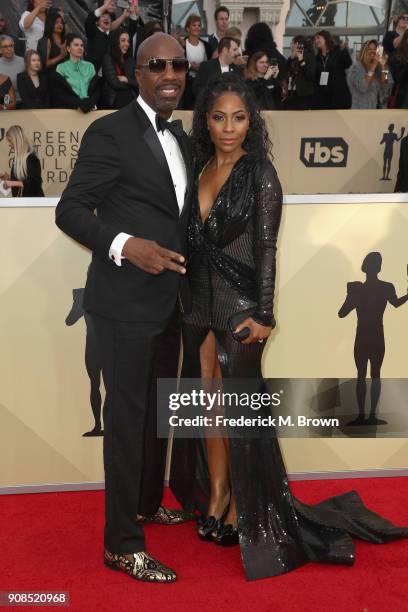 Actor J. B. Smoove and Shahidah Omar attend the 24th Annual Screen Actors Guild Awards at The Shrine Auditorium on January 21, 2018 in Los Angeles,...