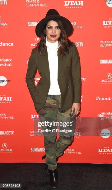 Priyanka Chopra attends the 'Burden' Premiere during 2018 Sundance Film Festival at Egyptian Theatre on January 21, 2018 in Park City, Utah.