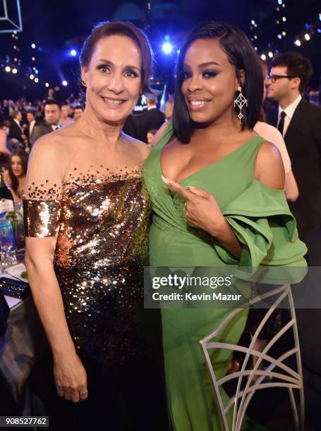 Actors Laurie Metcalf and Niecy Nash pose during the 24th Annual Screen Actors Guild Awards at The Shrine Auditorium on January 21, 2018 in Los...