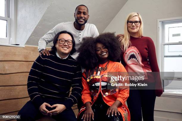 Director Joseph Kahn, Jackie Long, Shoniqua Shandai, and Rory Uphold from the film 'Bodied' pose for a portrait in the YouTube x Getty Images...