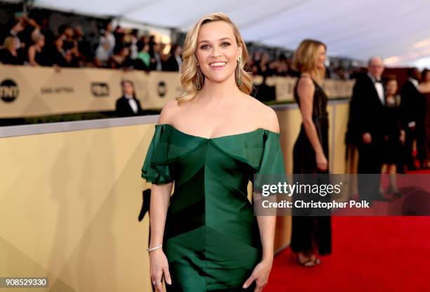 Actress Reese Witherspoon attends the 24th Annual Screen Actors Guild Awards at The Shrine Auditorium on January 21, 2018 in Los Angeles, California....