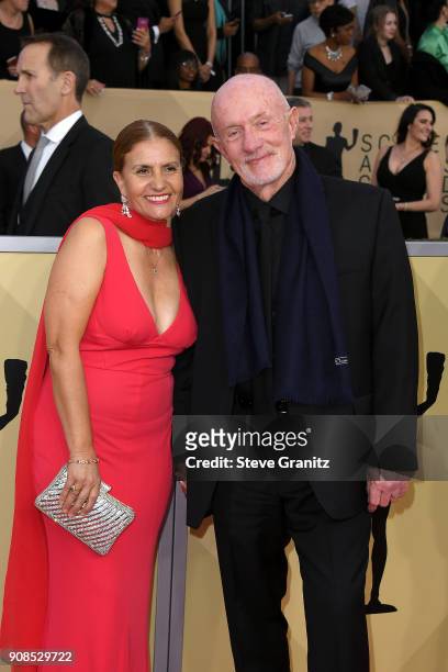 Gennera Banks and actor Jonathan Banks attend the 24th Annual Screen Actors Guild Awards at The Shrine Auditorium on January 21, 2018 in Los Angeles,...