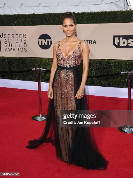 Actor Halle Berry attends the 24th Annual Screen Actors Guild Awards at The Shrine Auditorium on January 21, 2018 in Los Angeles, California.