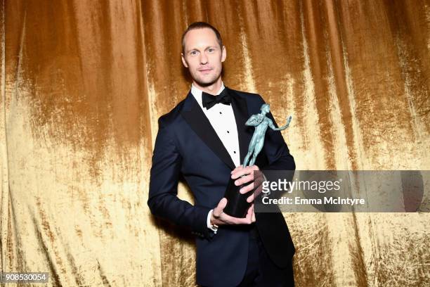Actor Alexander Skarsgard, winner of the Outstanding Performance by a Male Actor in a Television Movie or Limited Series award for 'Big Little Lies,'...