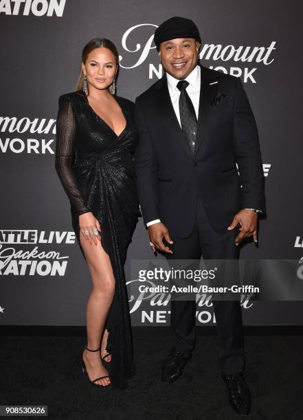 Chrissy Teigen and LL Cool J arrive at the Lip Sync Battle LIVE: A Michael Jackson Celebration at Dolby Theatre on January 18, 2018 in Hollywood,...