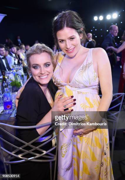 Actors Taylor Schilling and Yael Stone attend the 24th Annual Screen Actors Guild Awards at The Shrine Auditorium on January 21, 2018 in Los Angeles,...
