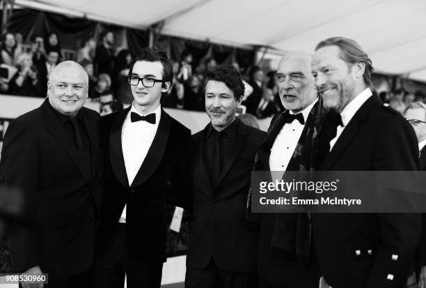 Actors Conleth Hill, Isaac Hempstead Wright, Aidan Gillen, James Faulkner and Iain Glen attend the 24th Annual Screen Actors Guild Awards at The...