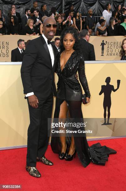 Actor J. B. Smoove and Shahidah Omar attend the 24th Annual Screen Actors Guild Awards at The Shrine Auditorium on January 21, 2018 in Los Angeles,...
