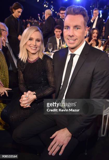 Actors Kristen Bell and Dax Shepard attend the 24th Annual Screen Actors Guild Awards at The Shrine Auditorium on January 21, 2018 in Los Angeles,...