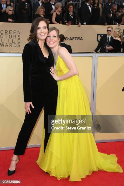 Actors Emma Myles and Julie Lake attend the 24th Annual Screen Actors Guild Awards at The Shrine Auditorium on January 21, 2018 in Los Angeles,...
