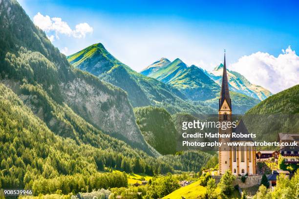 heiligenblut church grossglockner hockalpenstrasse - austria stock pictures, royalty-free photos & images